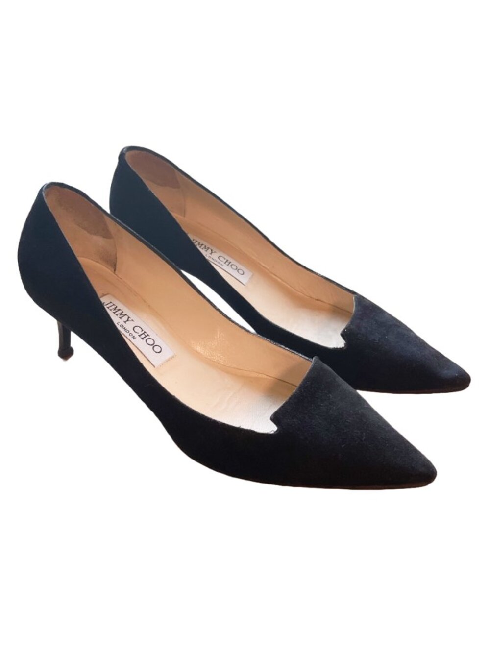 Jimmy Choo Allure Black Suede Kitten Heel Pumps Made Italy 37.5